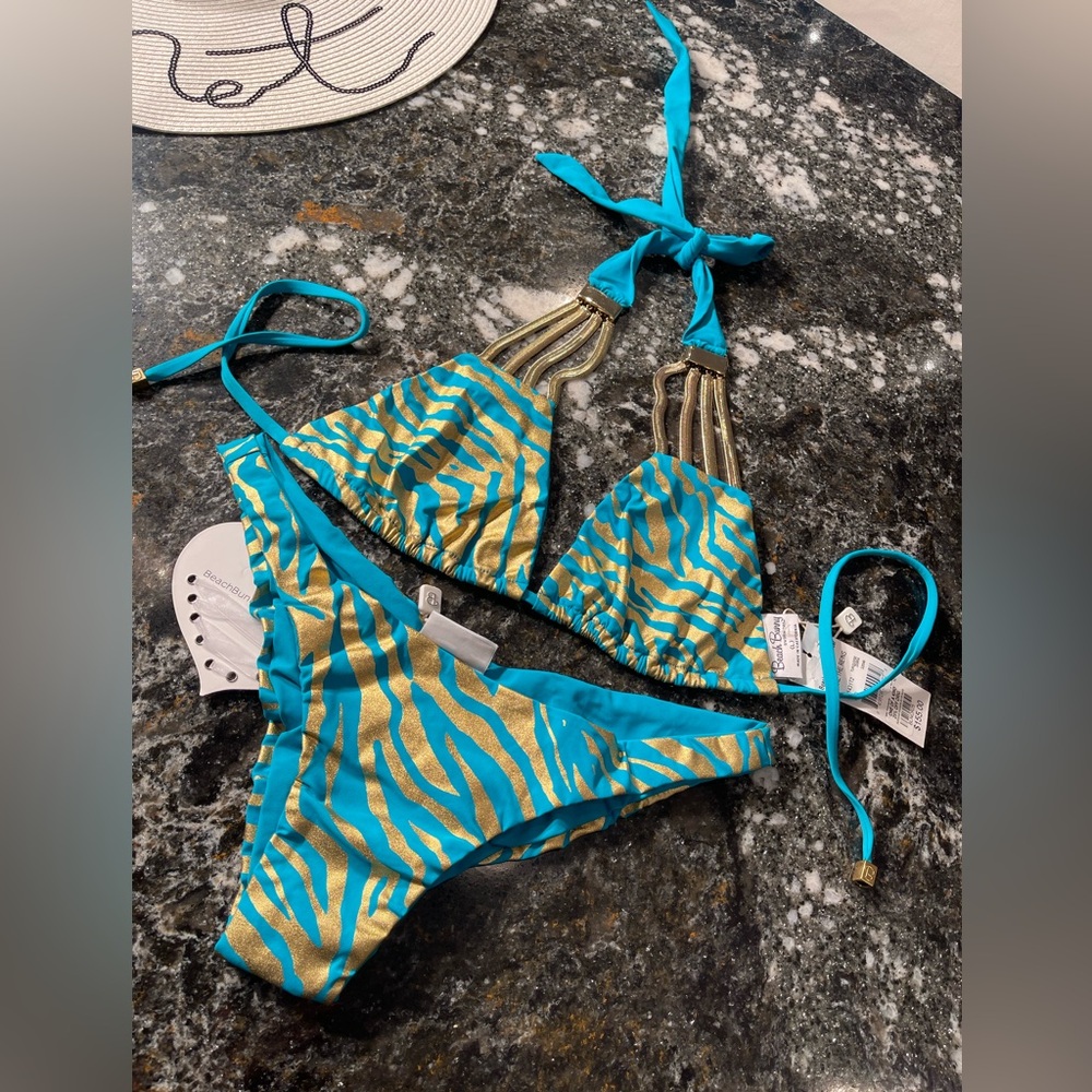 NWT Take the Reins bikini by beach bunny L set RARE